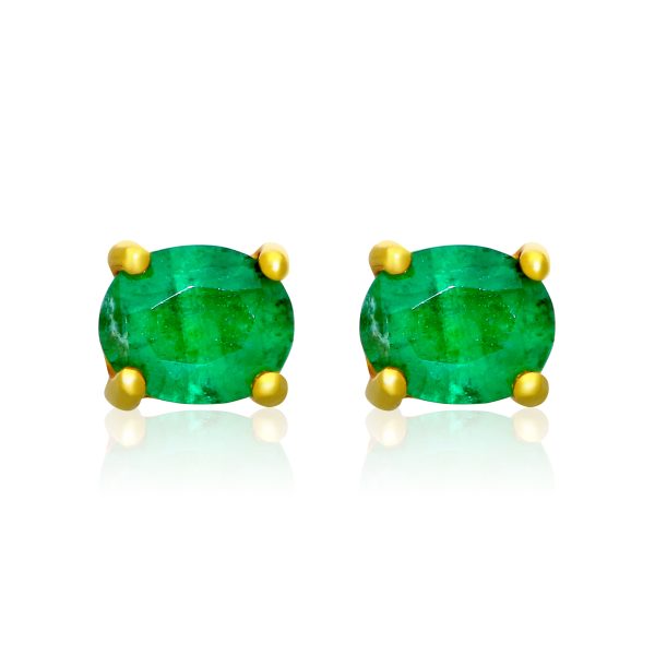 Oval Shaped Green Emerald Earrings